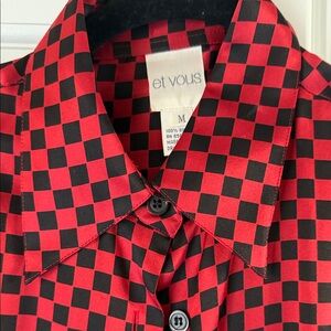 Red and Black Checkered women’s silk Shirt